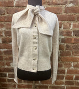 French Perline Cream Sweater with Self Bow