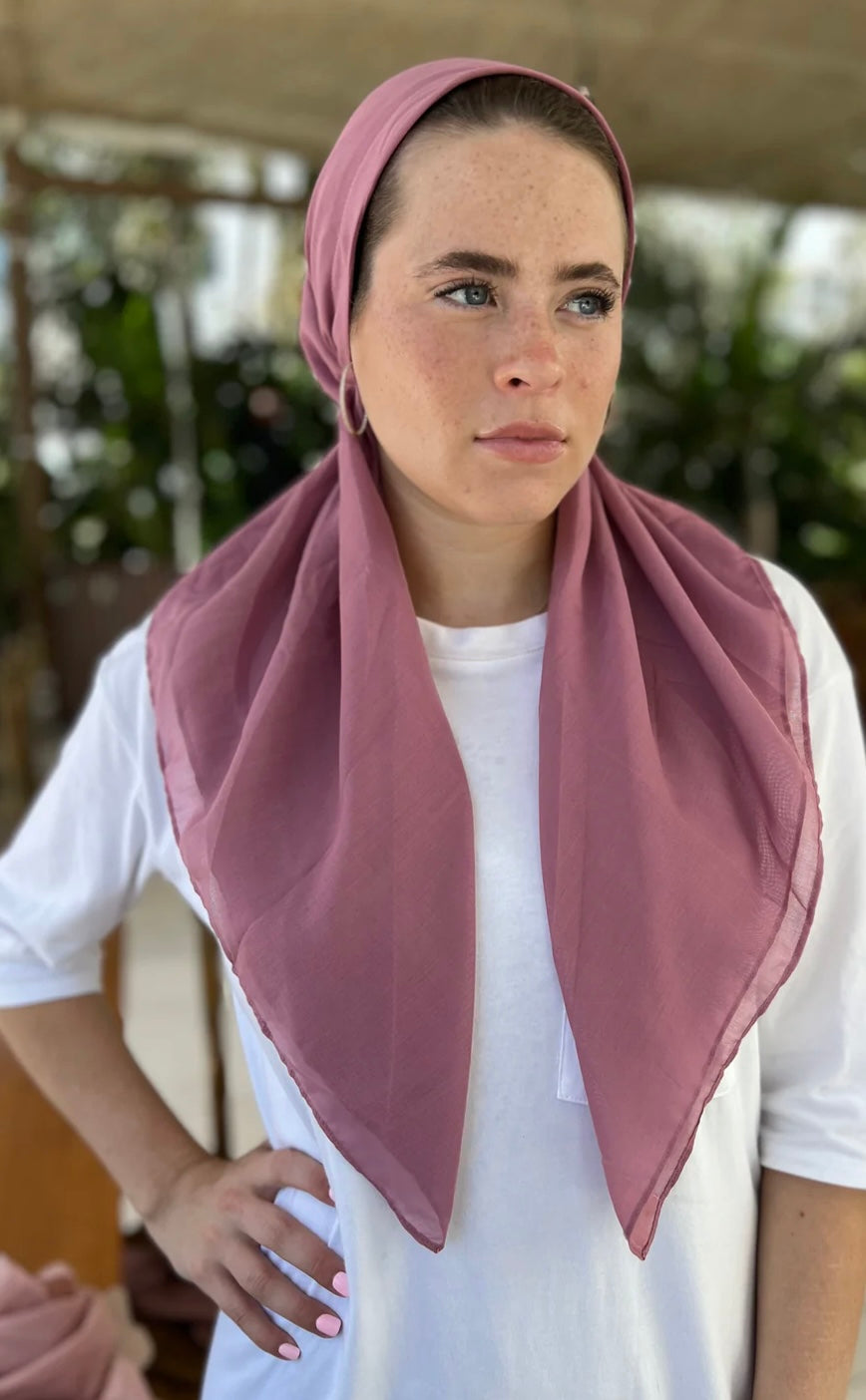 The Scarf Bar Raspberry Cotton Pre Tied with Velvet Grip