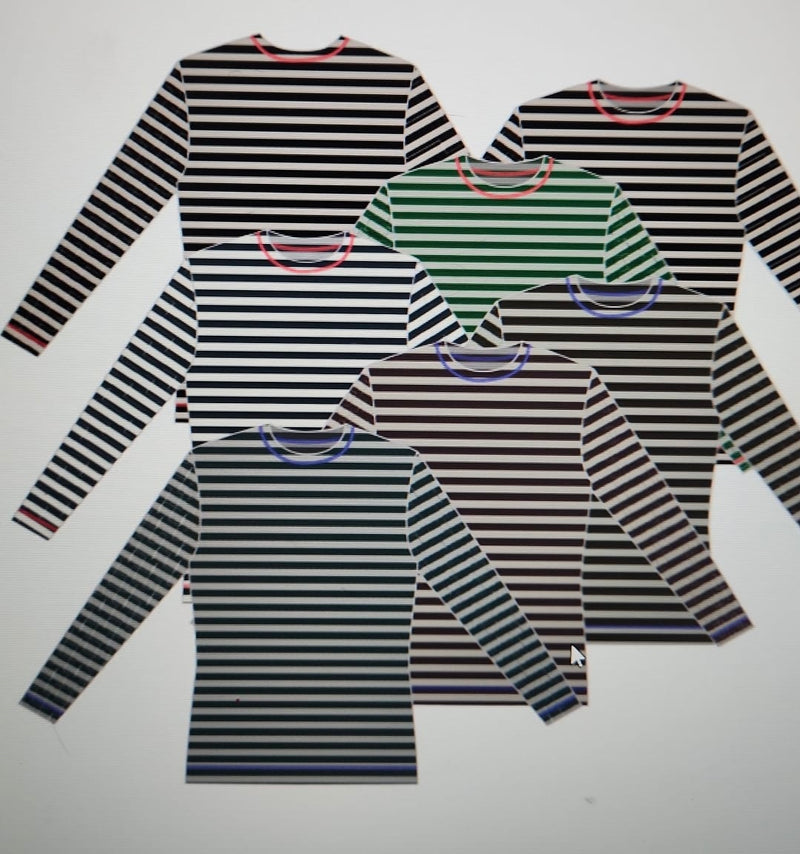 Riff 3/4 Sleeve Striped Top