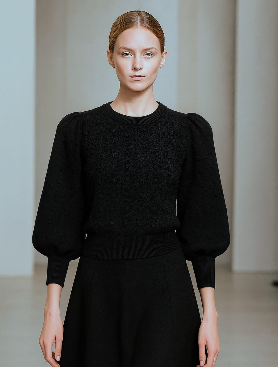 Front Row Black Pom Pom Sweater
