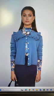Point Fine Knit Ruffle Cardigan