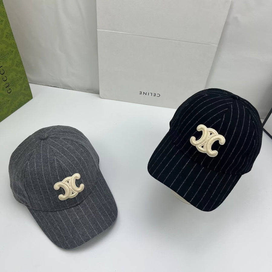 Celine Pinstripe Logo Cap