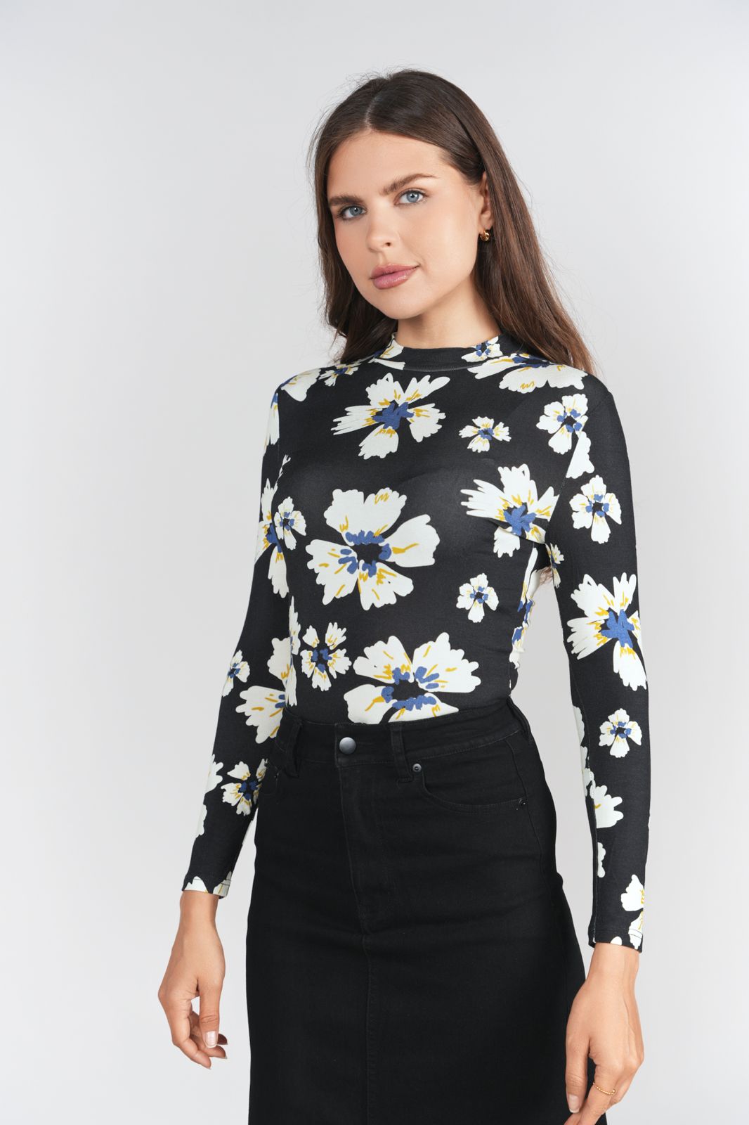 Adina Floral Mock Neck Top(coordinating skirt)