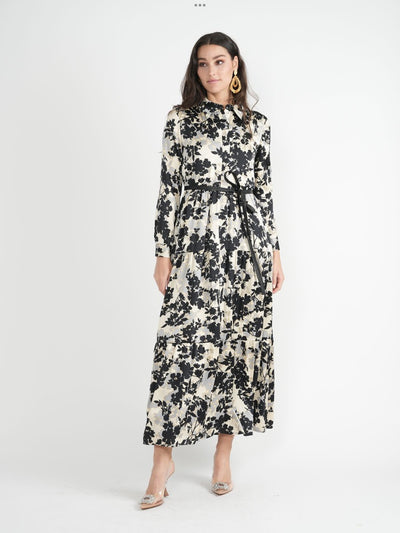 Caitlin Floral Print Dress with Belt