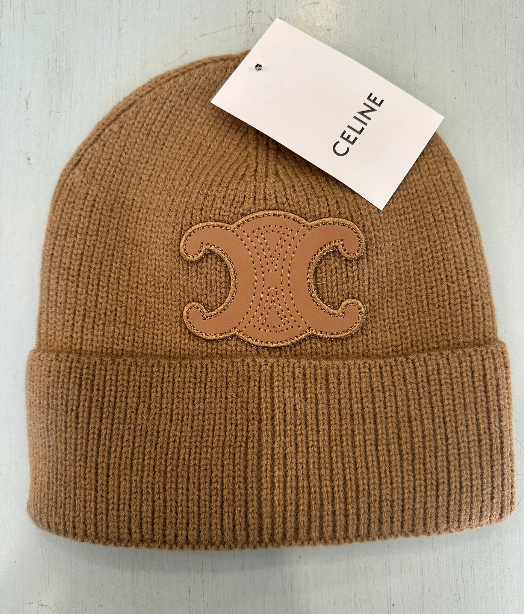 Celine Leather Logo Cuff Hat