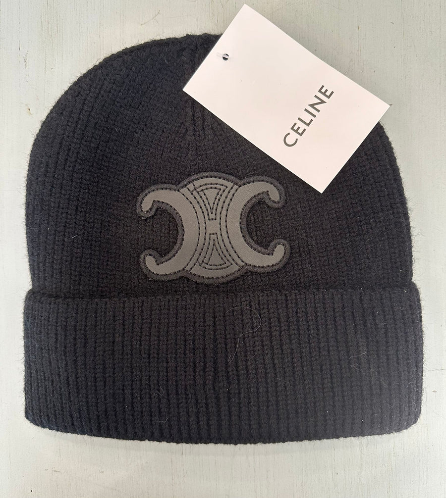 Celine Leather Logo Cuff Hat