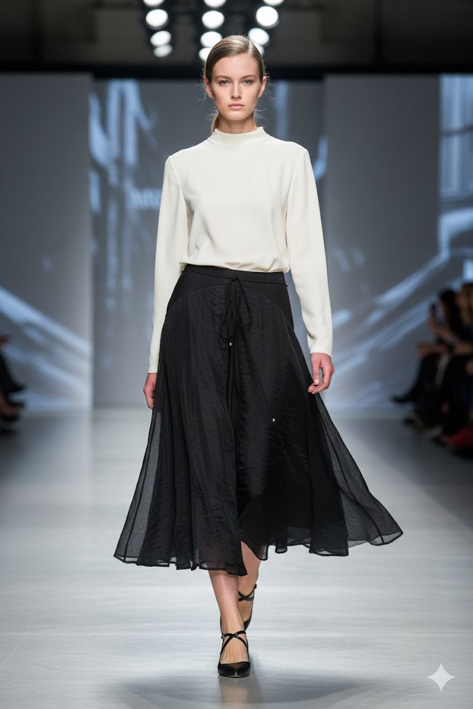 Beulah Black Chiffon Skirt