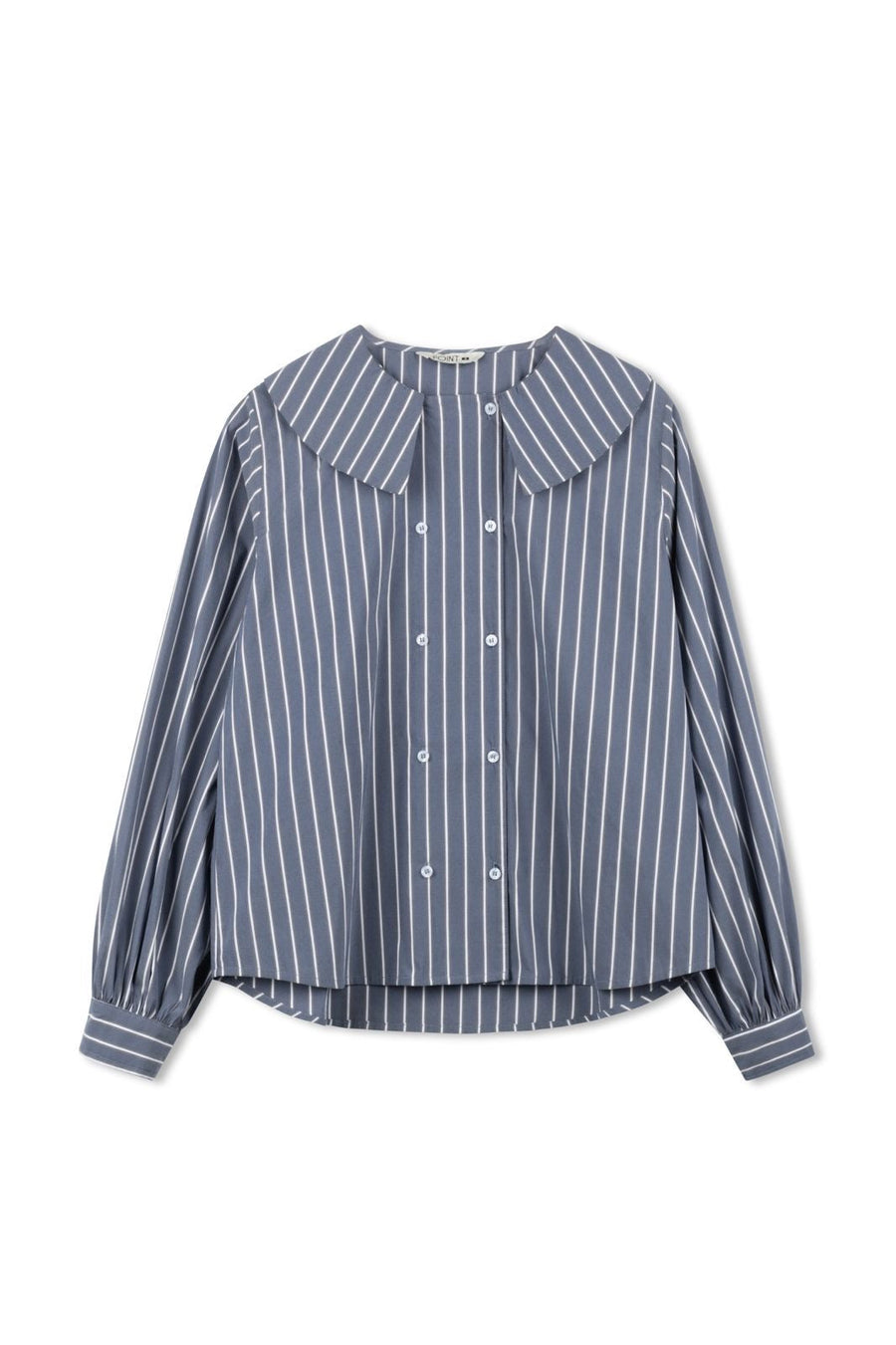 Point Double Breasted Navy Stripe Button Down Shirt