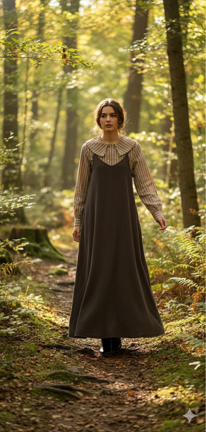 Point Brushed Brown Pinstripe Aline Maxi Jumper