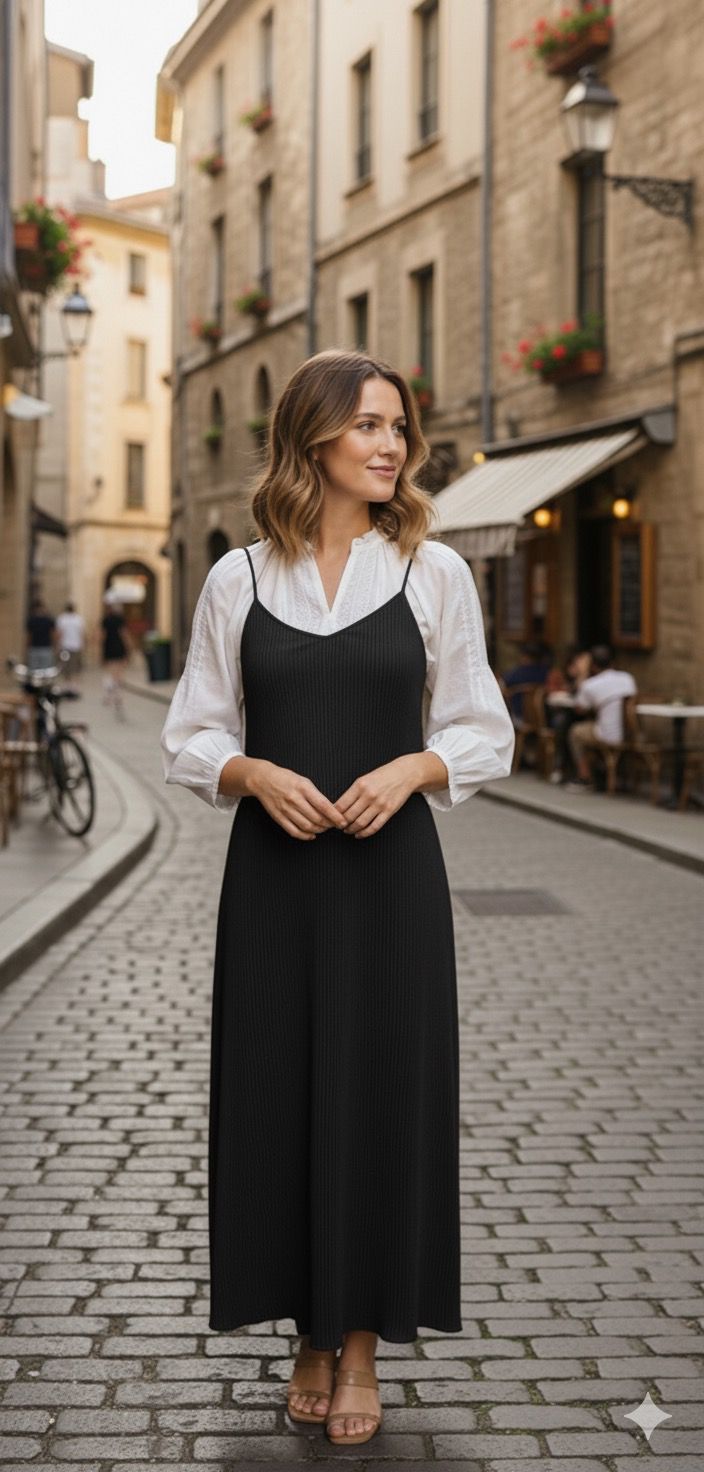 Point Brushed Aline Black Pinstripe Maxi Jumper