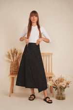 Faves Black Denim Wrap Skirt