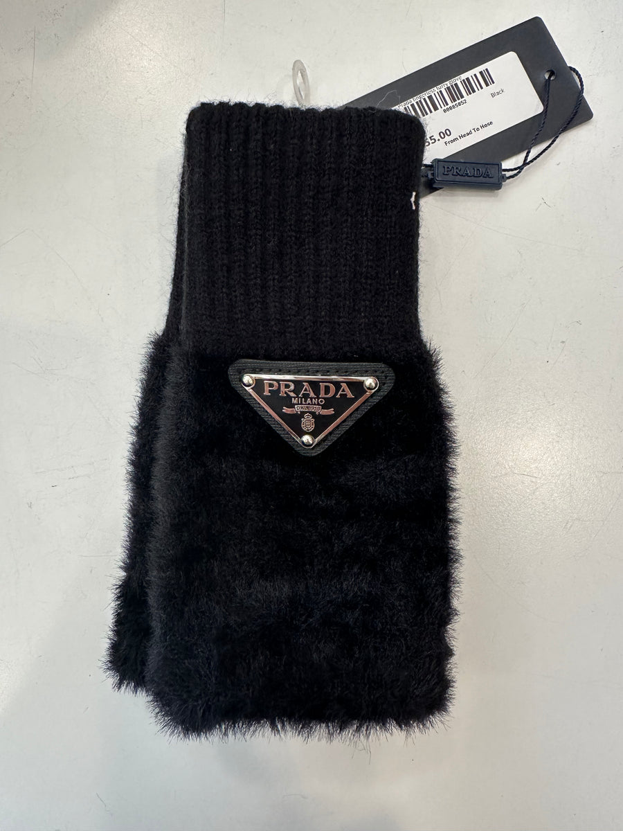 Prada fingerless furry gloves