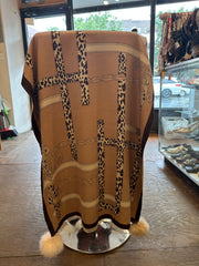Mitchies Animal Print Scarf with Fox Fur