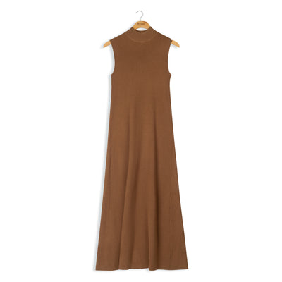 Point Mock Neck Sleeveless Maxi Dress