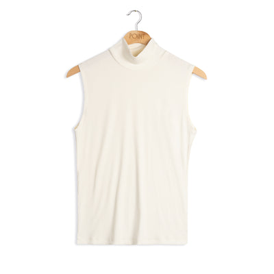 Point Sleeveless Mock Neck Top