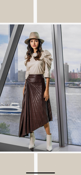 Luum Sharon Pleated Leather Skirt
