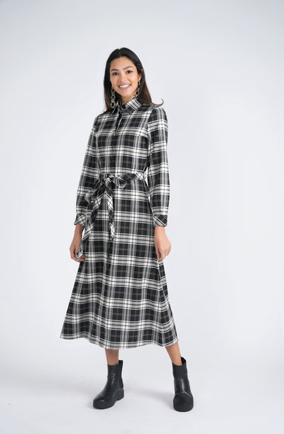 Midi Plaid Midi Button Down Dress