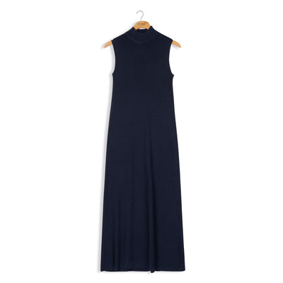 Point Mock Neck Sleeveless Maxi Dress