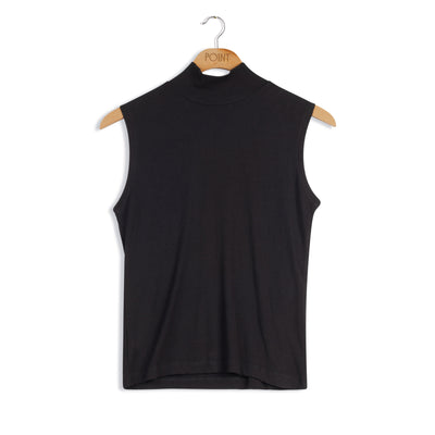 Point Sleeveless Mock Neck Top