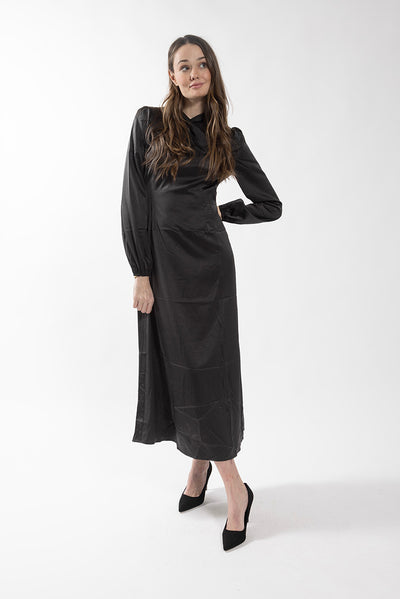 Static Crossover Neck Satin Dress