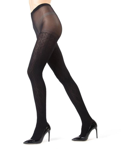 Memoi Black Wave Opaque Tights MF7-167