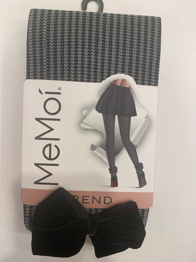 Memoi Pearl Bow Houndstooth Opague Tights MTF05377