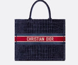 FHTH D Blue Embossed Velvet Book Tote