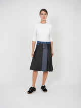 Tierra Denim Skirt with Contrast Pleat