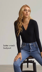 Commando Butter Long Sleeve V-Neck Bodysuit BDS109