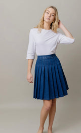 Apparalel Stretch Denim Pleated Skirt
