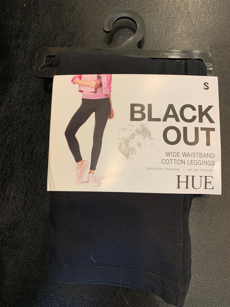 Hue Black Out Wide Waistband Cotton Leggings