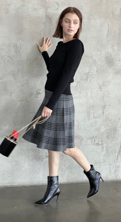 Mia Mod Charcoal Plaid YR Skirt