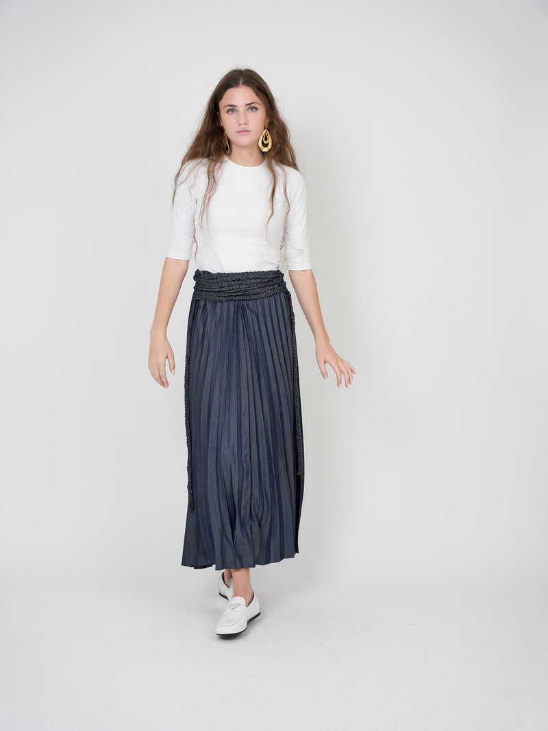 Maxmrkt Denim Pleated Skirt