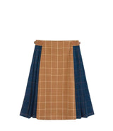 Esteem Two Tone Pleated Color Block Skirt with Side Buckles