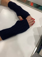 FHTH Narrow Cable Ribbed Fingerless Wool Glove