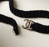 FHTH CC Black and White Rhinestone Logo Stretch Belt