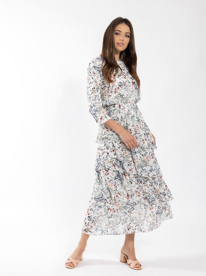 Olly and Elizabeth Floral Layered Midi Skirt