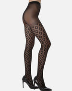 Memoi Vertical Diamond Sheer Tights 04549