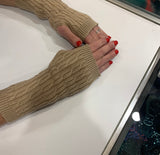 FHTH Narrow Cable Ribbed Fingerless Wool Glove