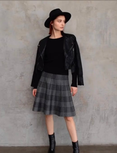 Mia Mod Charcoal Plaid YR Skirt