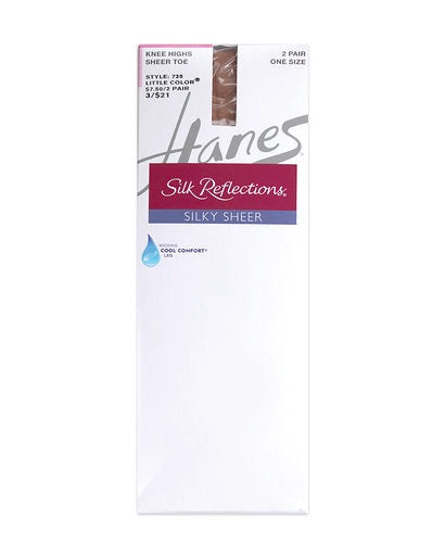 Hanes Silk Reflections Sheer Toe Knee Highs 2 Pairs per Package  725